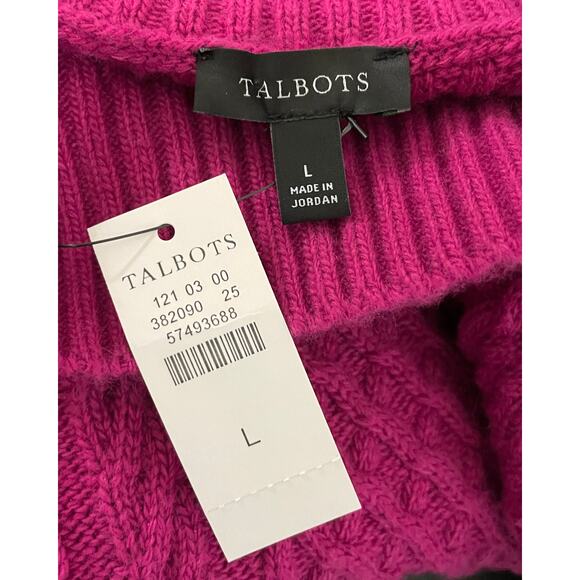 Talbots Cable Knit Button Cuff Sweater Vivid Berry Large Classy Sophisticated - Picture 8 of 9